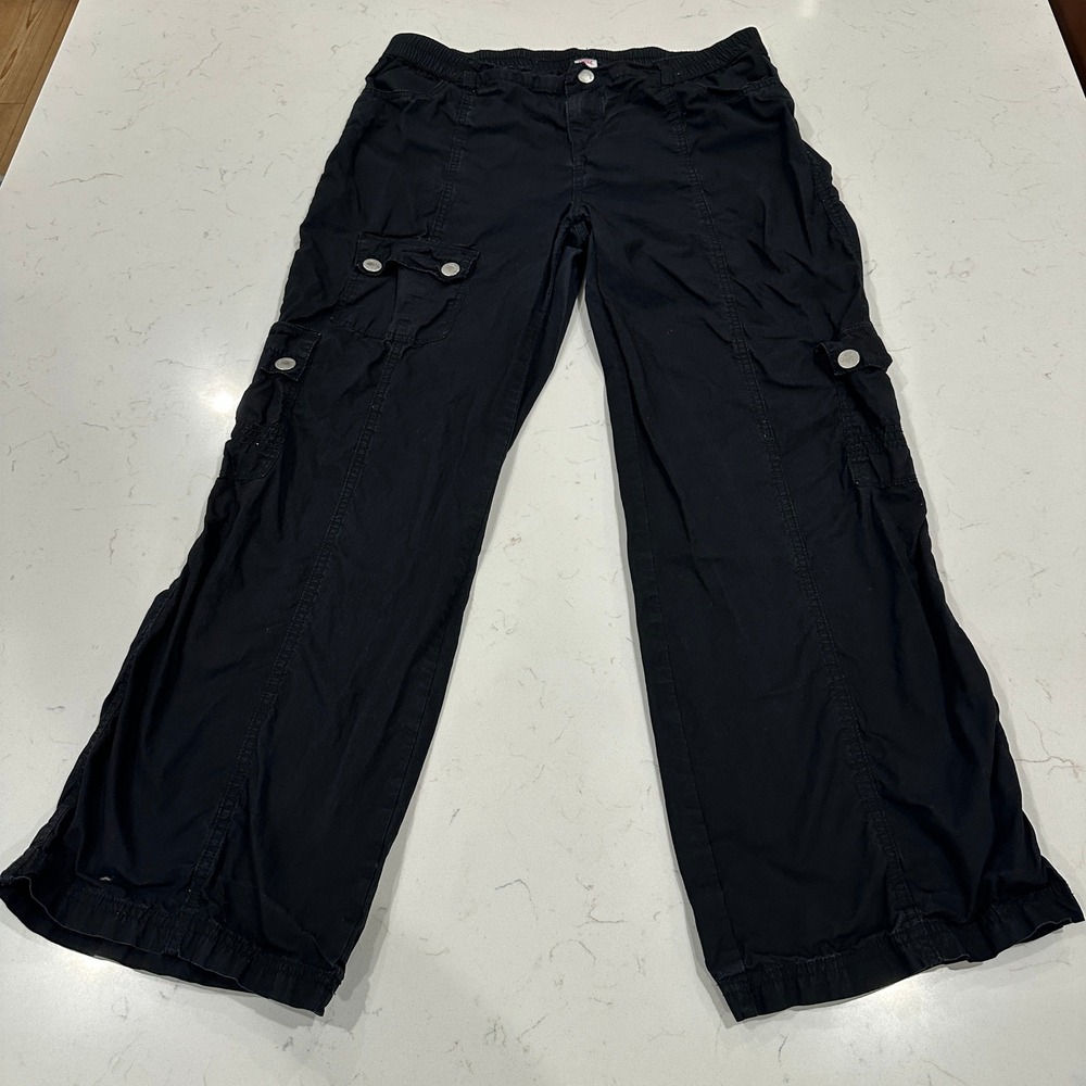 Justice Girls Black Cargo Pants Wide Leg Elastic Waist Utility Pockets 18 Plus